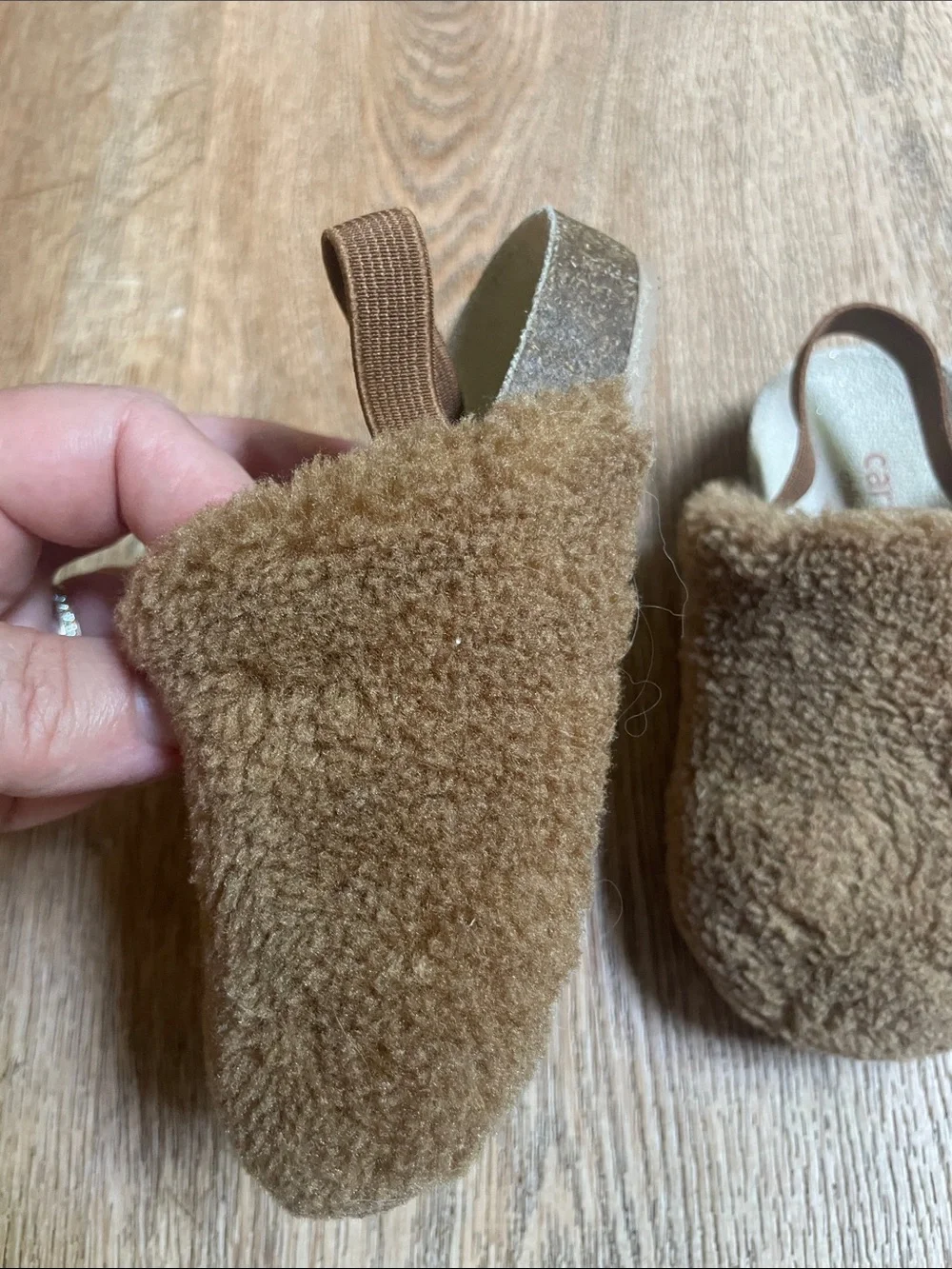 Carters Slipper Faux Shearling Elastic Strap 6-12M Cozy Footwear